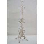 Victorian Scrolling Wrought Iron Telescopic Standard Oil Lamp, later painted white and converted