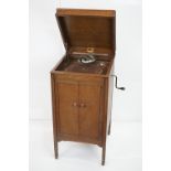 Early 20th century His Master's Voice HMV Oak Cabinet Gramophone, model no. 157, 46cm wide x 93cm