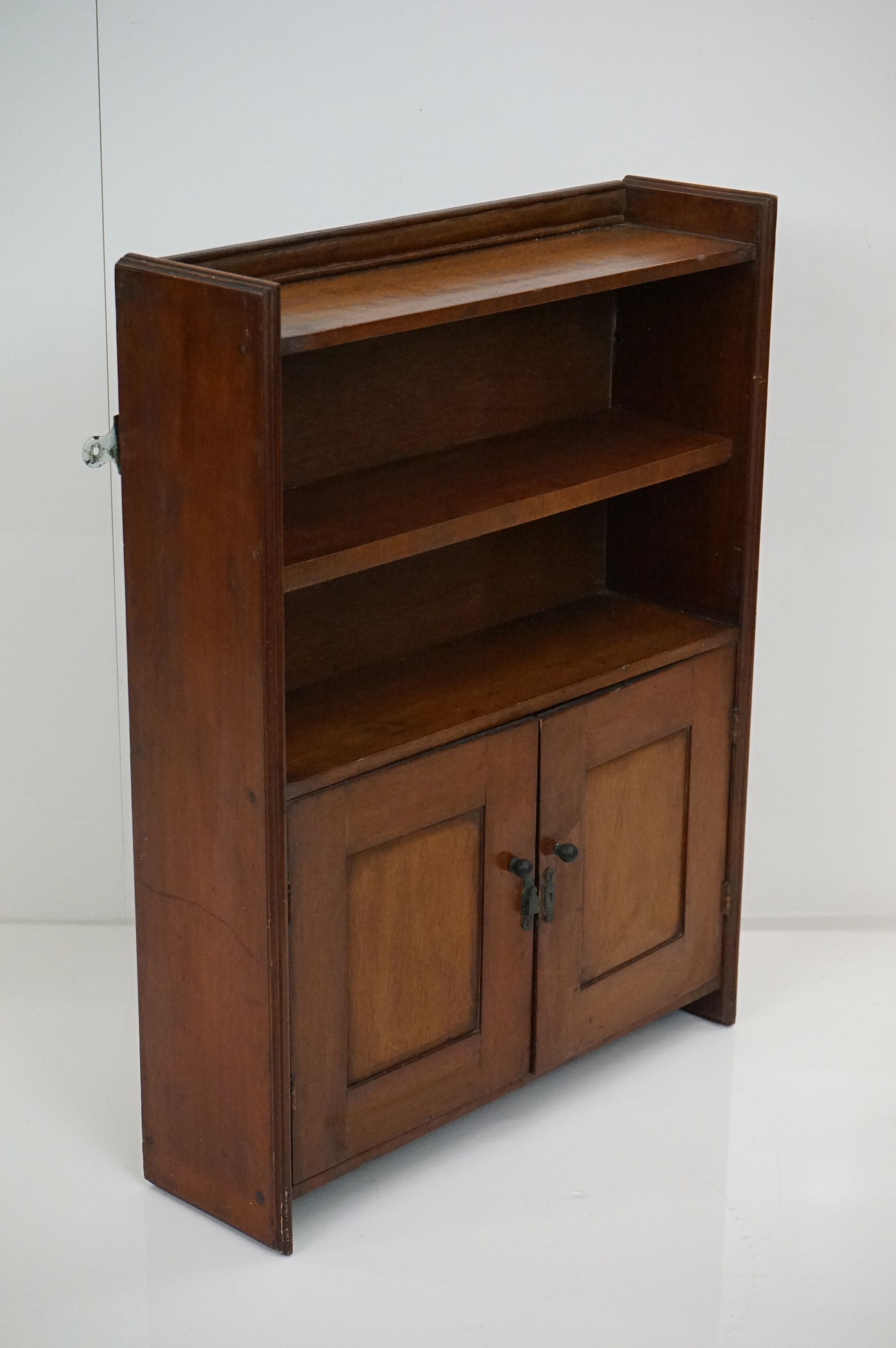 19th century Mahogany Wall Cabinet with fitted shelves above two doors, 48cm wide x 62cm high - Image 4 of 8