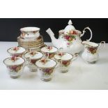 Royal Albert ' Old Country Roses ' pattern tea set for six, to include teapot & cover, 6 teacups,