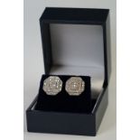 Pair of 14ct White Gold Pave set Diamond Earrings of 1.4cts approx.