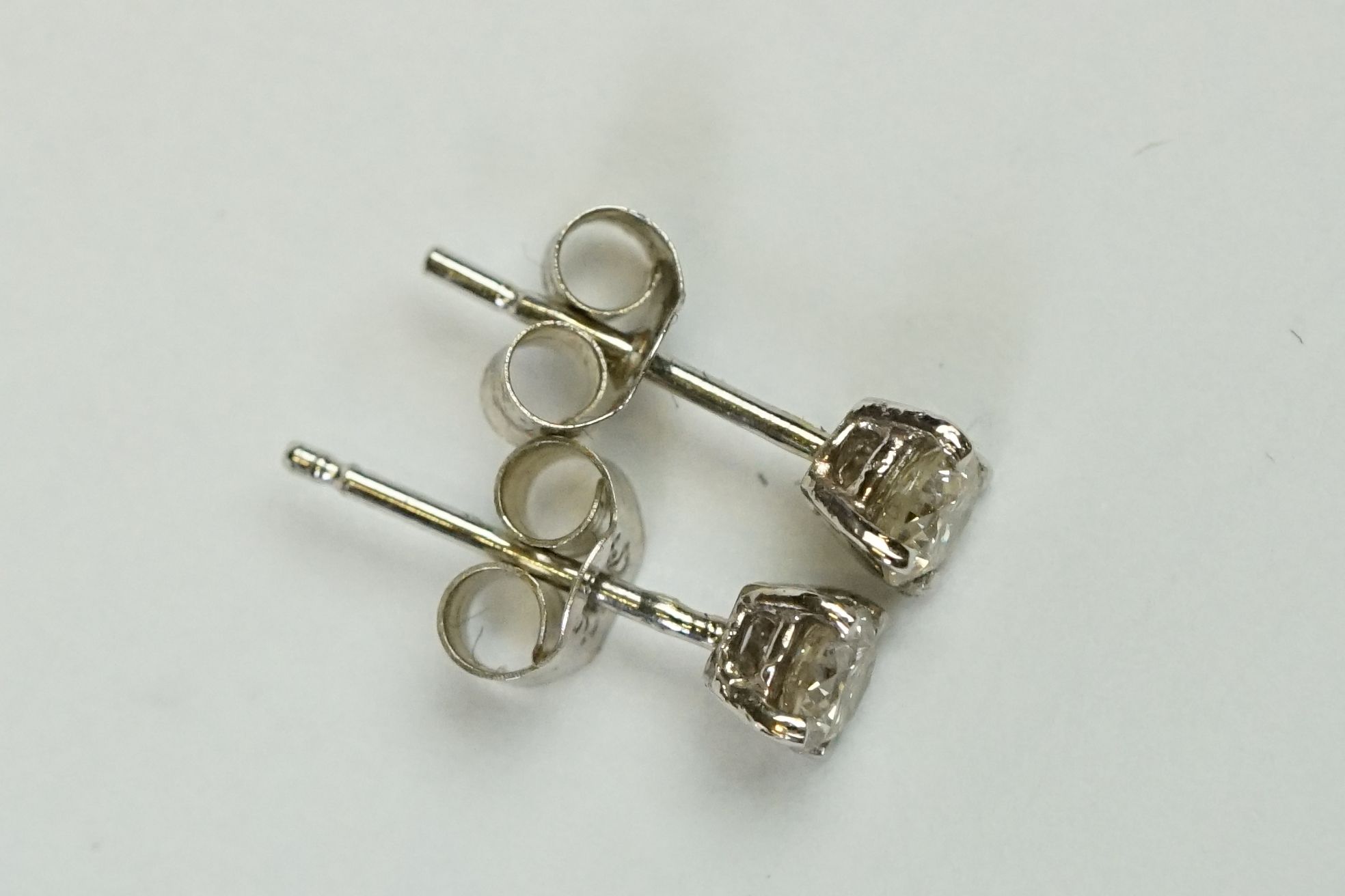 Pair of 14ct White Gold Diamond Stud Earrings of 30 points approx. total - Image 8 of 10