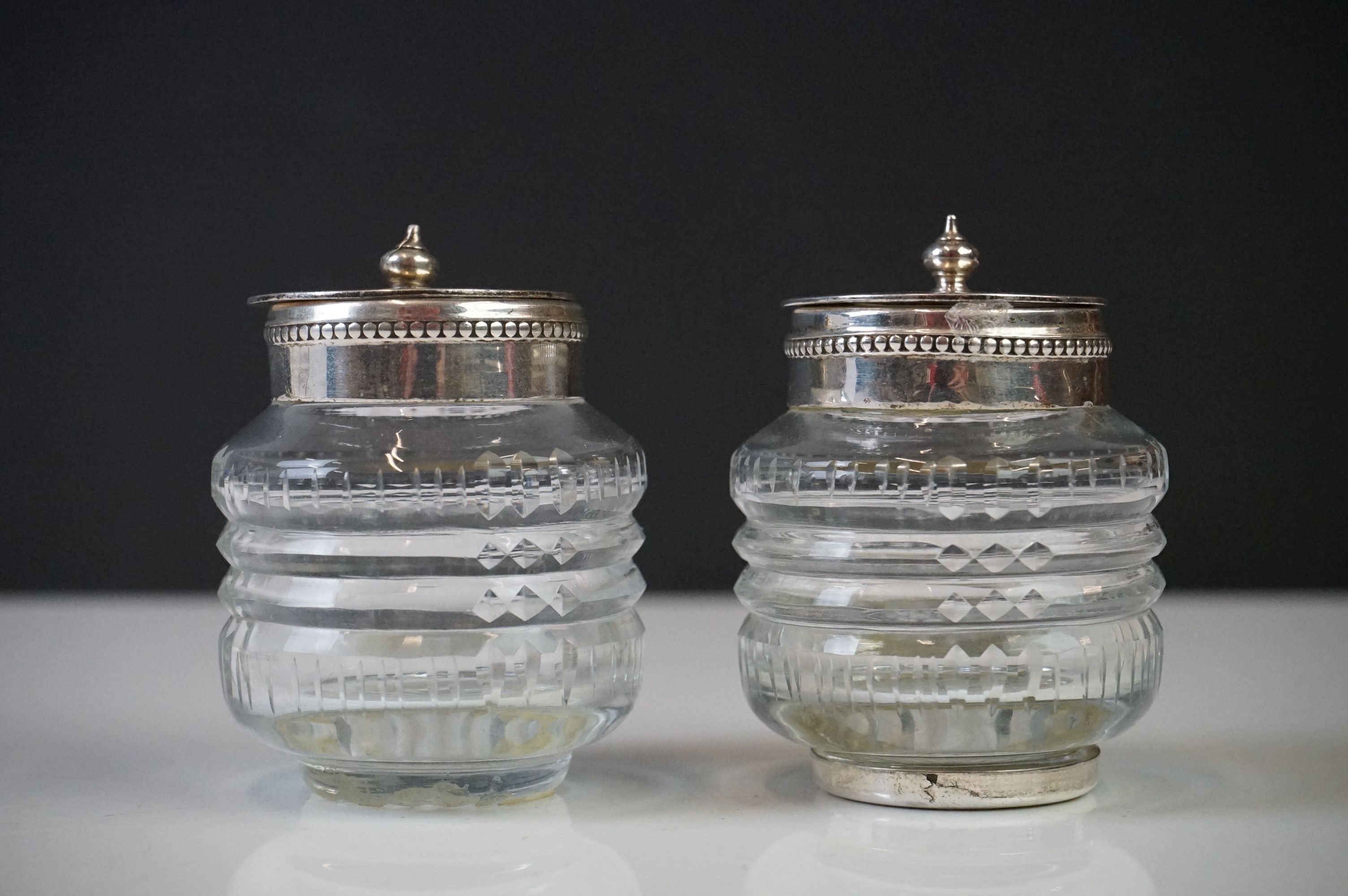 An antique silver plated standish with taper holder and double inkwells. - Image 5 of 14