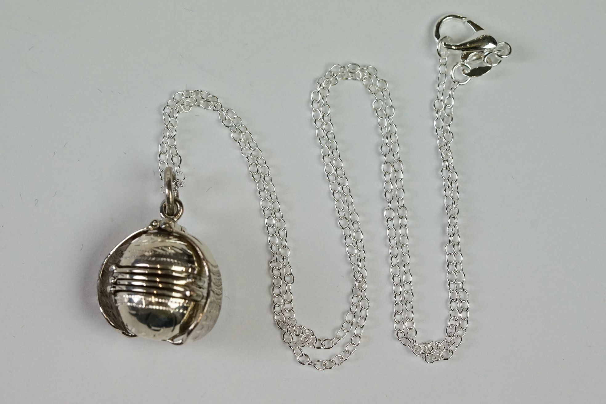 Silver Ball shaped Photo Locket on silver chain
