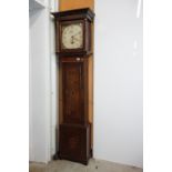Early 19th century Oak and Mahogany Inlaid Longcase Clock with striking movement, the painted face