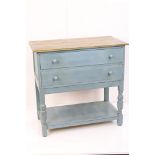 Cottage style Kitchen Work Table with two drawers and potshelf below, 82cm long x 79cm high