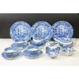 Copeland Spode's Italian Pattern blue & white tea ware comprising 3 x teacups, 3 x tea plates,