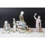 Four Lladro porcelain figures to include 6178 Matador, 4569 Girl with Turkey, Girl with Pigs