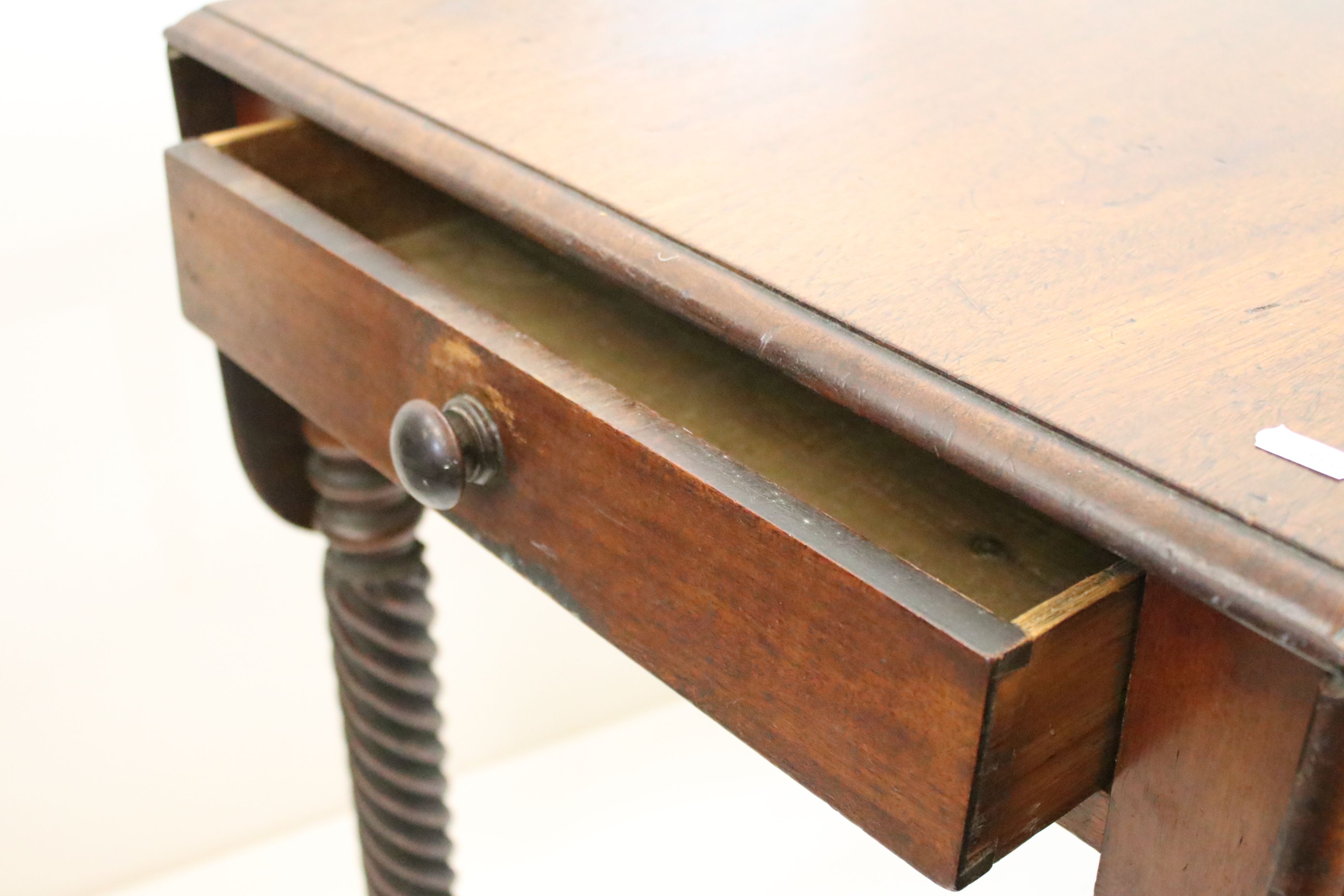 19th century Mahogany Pembroke Table with drawer to end, raised on barley-twist carved legs and - Image 6 of 7