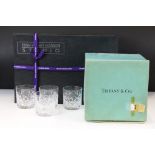 Tiffany & Co Boxed Set of Four Crystal Cut Glass Whiskey Tumblers (8.5cm high), together with a