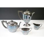 A silver plated Walker & Hall tea set to include teapot, hot water jug, sugar bowl and cream jug.