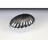 Georg Jensen silver plated egg shaped bonbonniere, of lobed form, measures 16cm long
