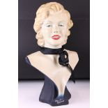 Marilyn Monroe painted carbon fibre head & shoulders bust, measures 52cm high