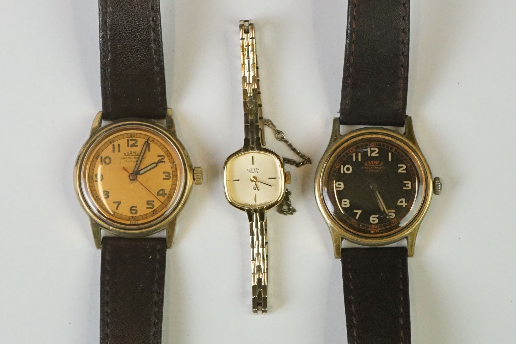 Two vintage gents Roamer wristwatches together with a ladies Citizen example