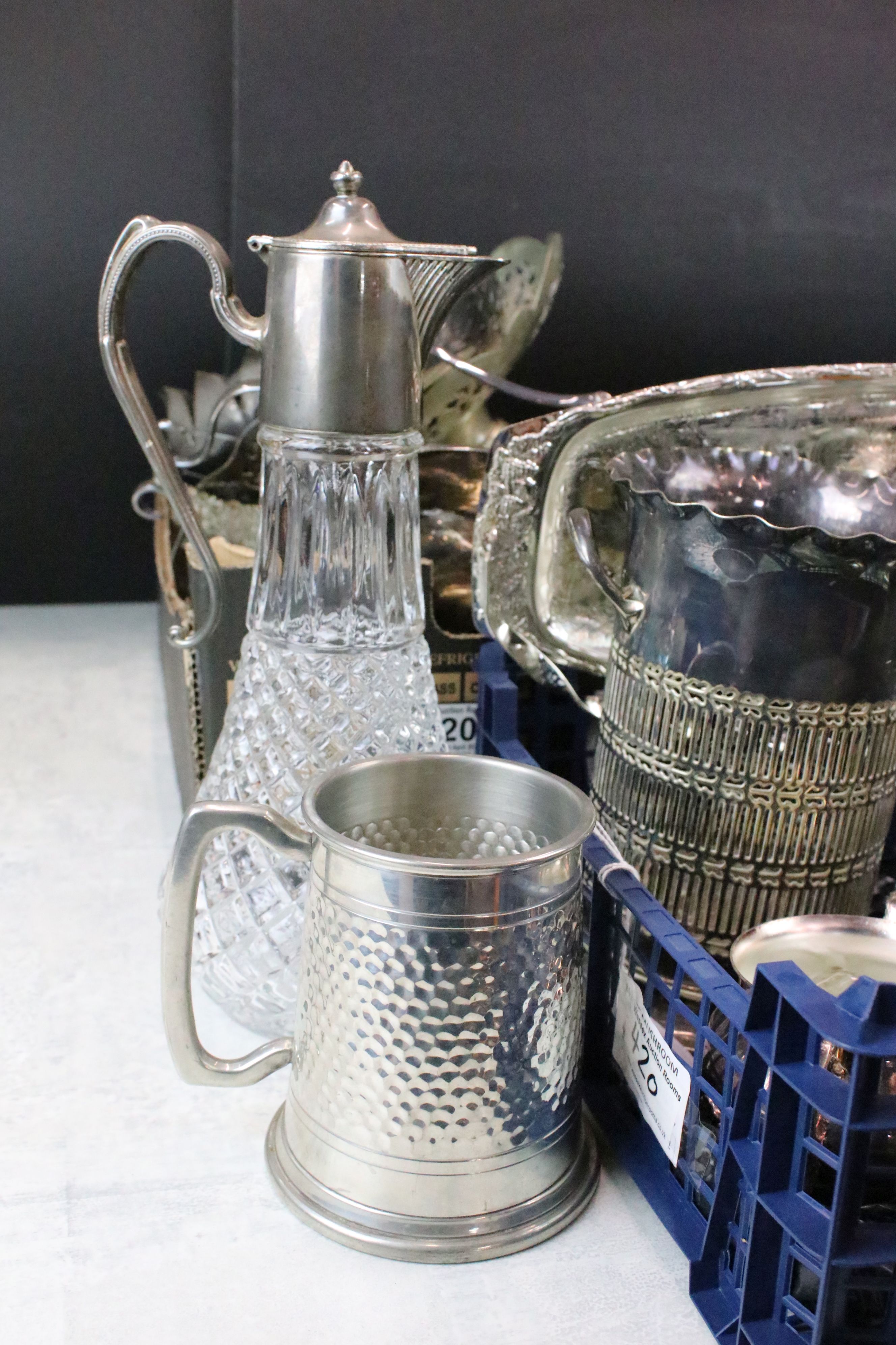 A collection of mixed silver plate to include Tazza, Bottle coasters, trays, jug, bowls....etc. - Image 4 of 6