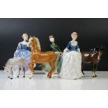 Three Beswick porcelain figures to include a Palomino Prancing Arab Horse (17cm high), Brown Gloss