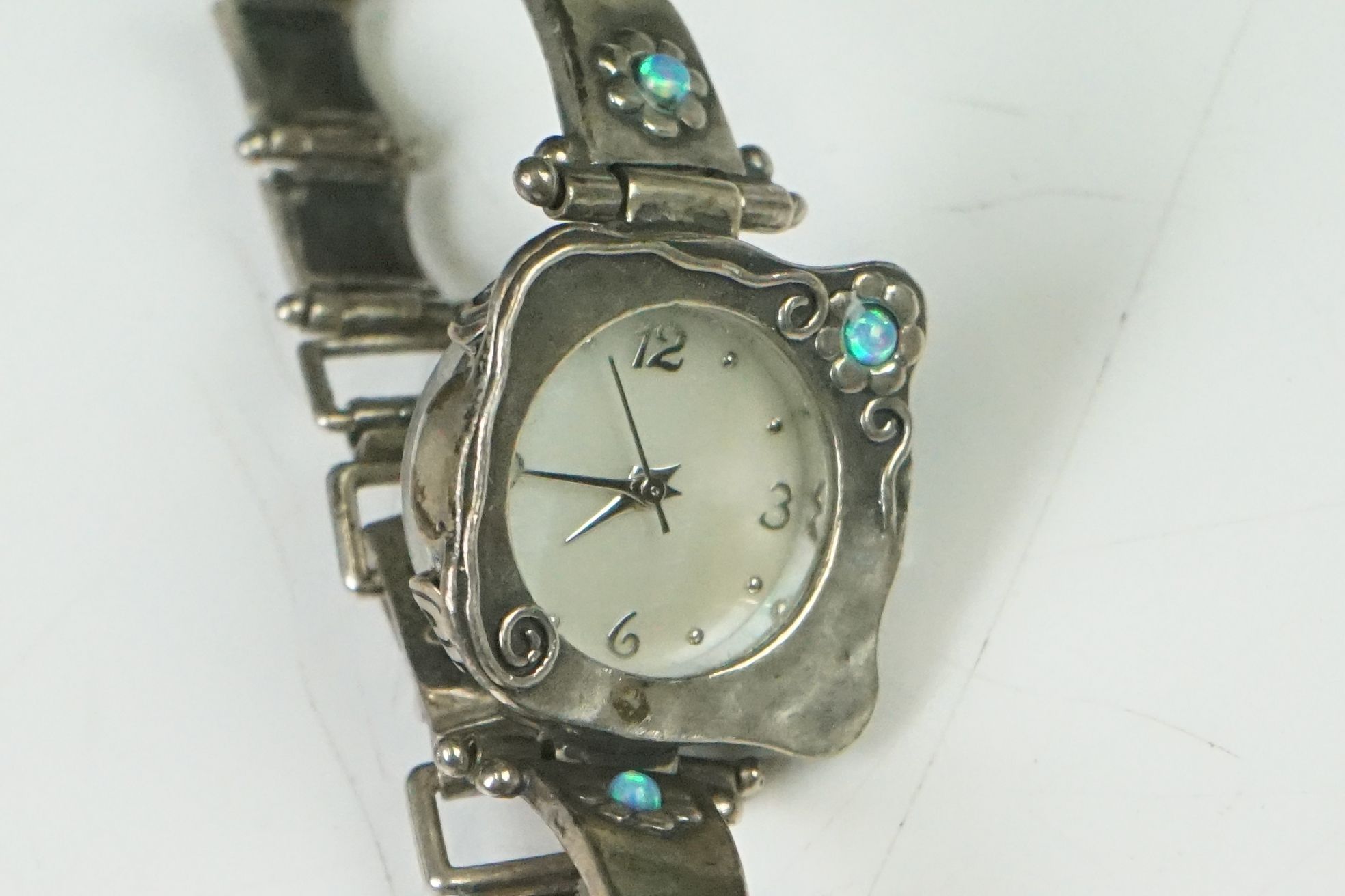 Art Deco Ladies Silver and Opal Watch - Image 7 of 9