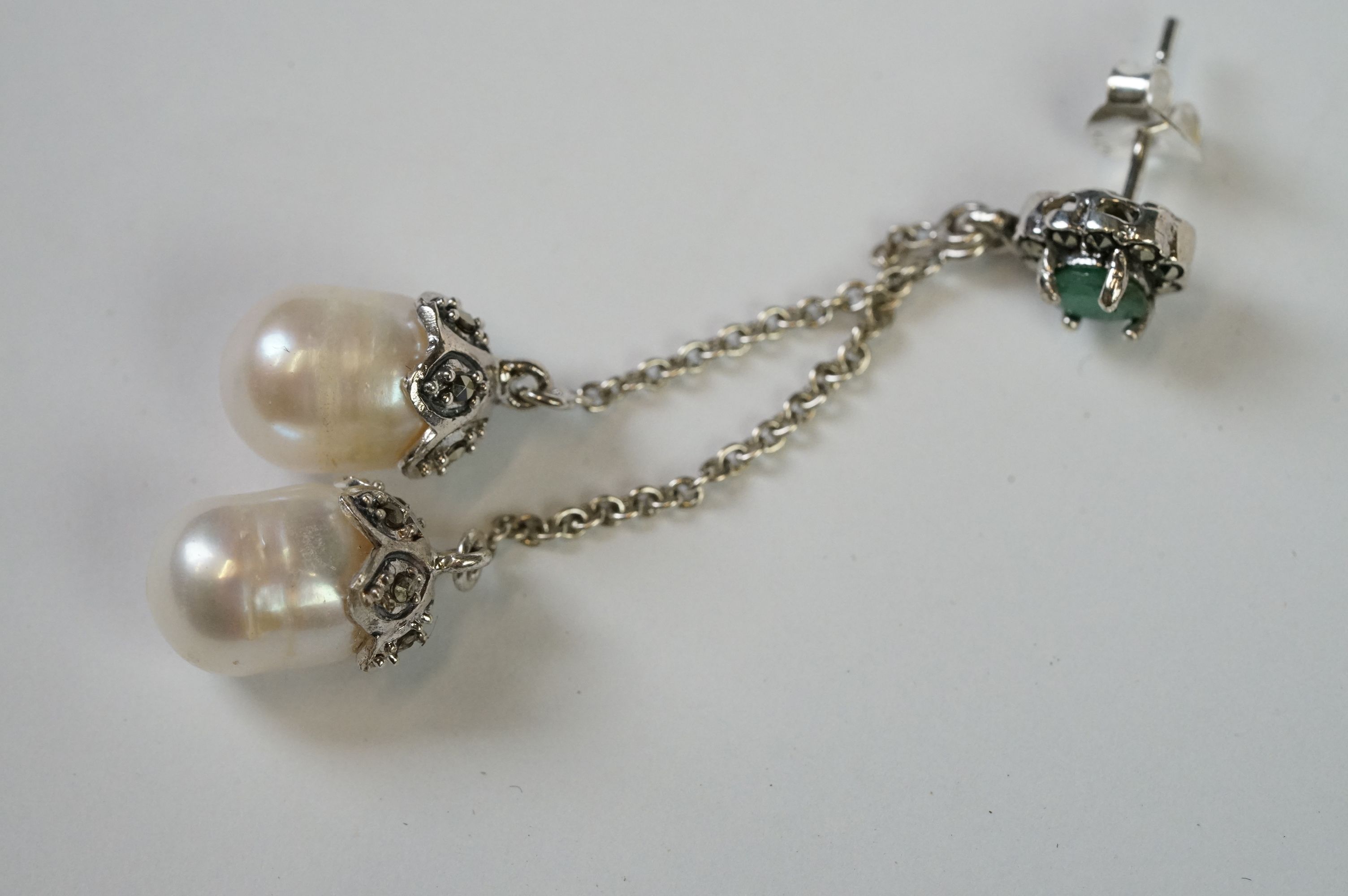 Pair of Silver and Freshwater Pearl Drop Earrings, cased - Image 8 of 12