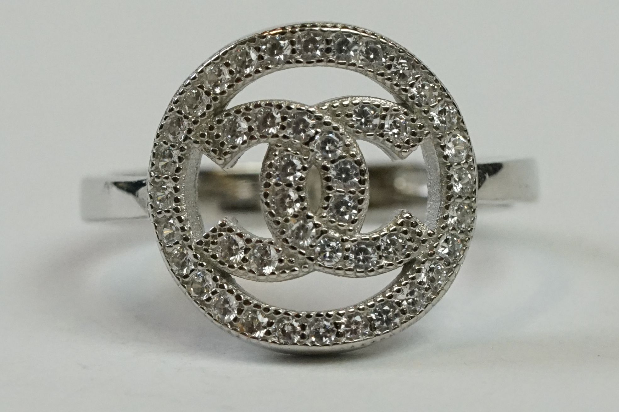 Silver and CZ designer style Dress Ring