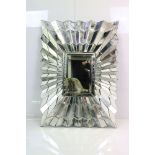 Modern Mirror with a mirrored sunburst style frame, 132cm x 96cm