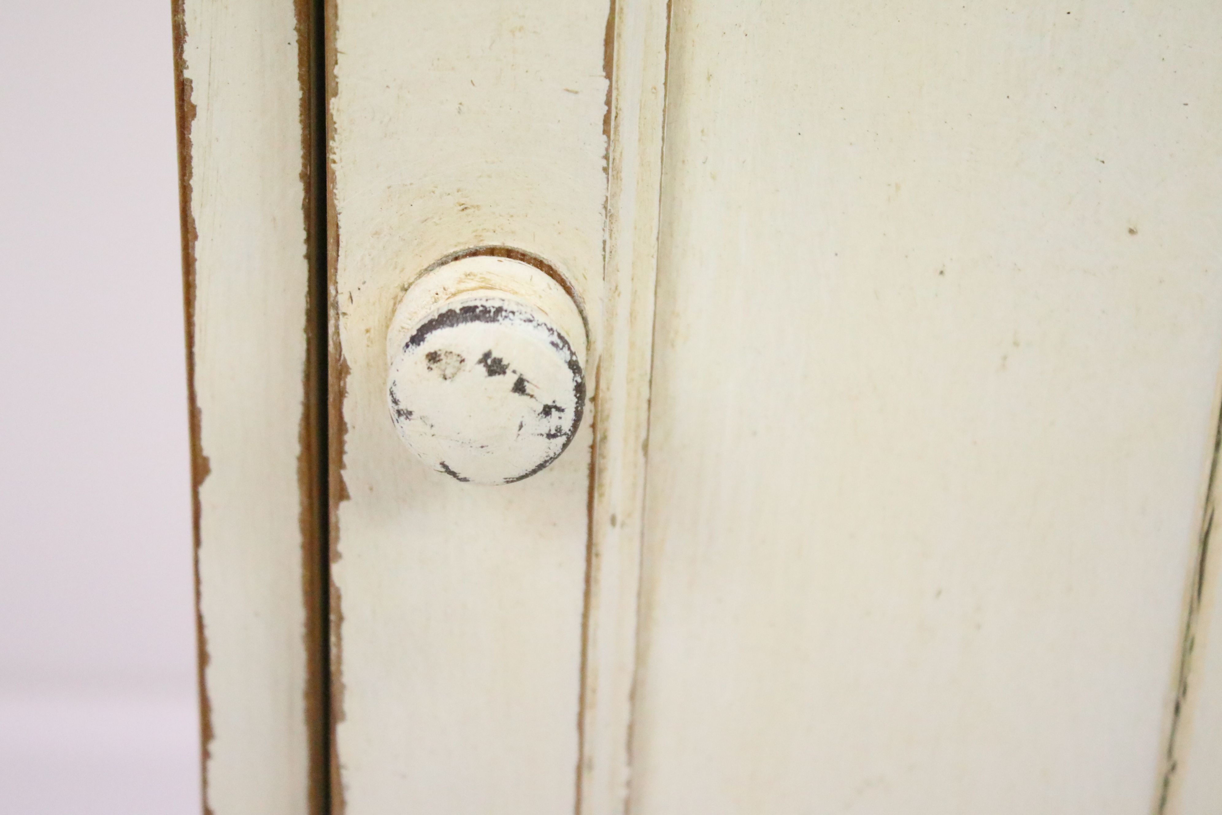 Painted Pine Wall Cupboard with pigeon hole interior, 57cm wide x 62cm high - Image 6 of 8