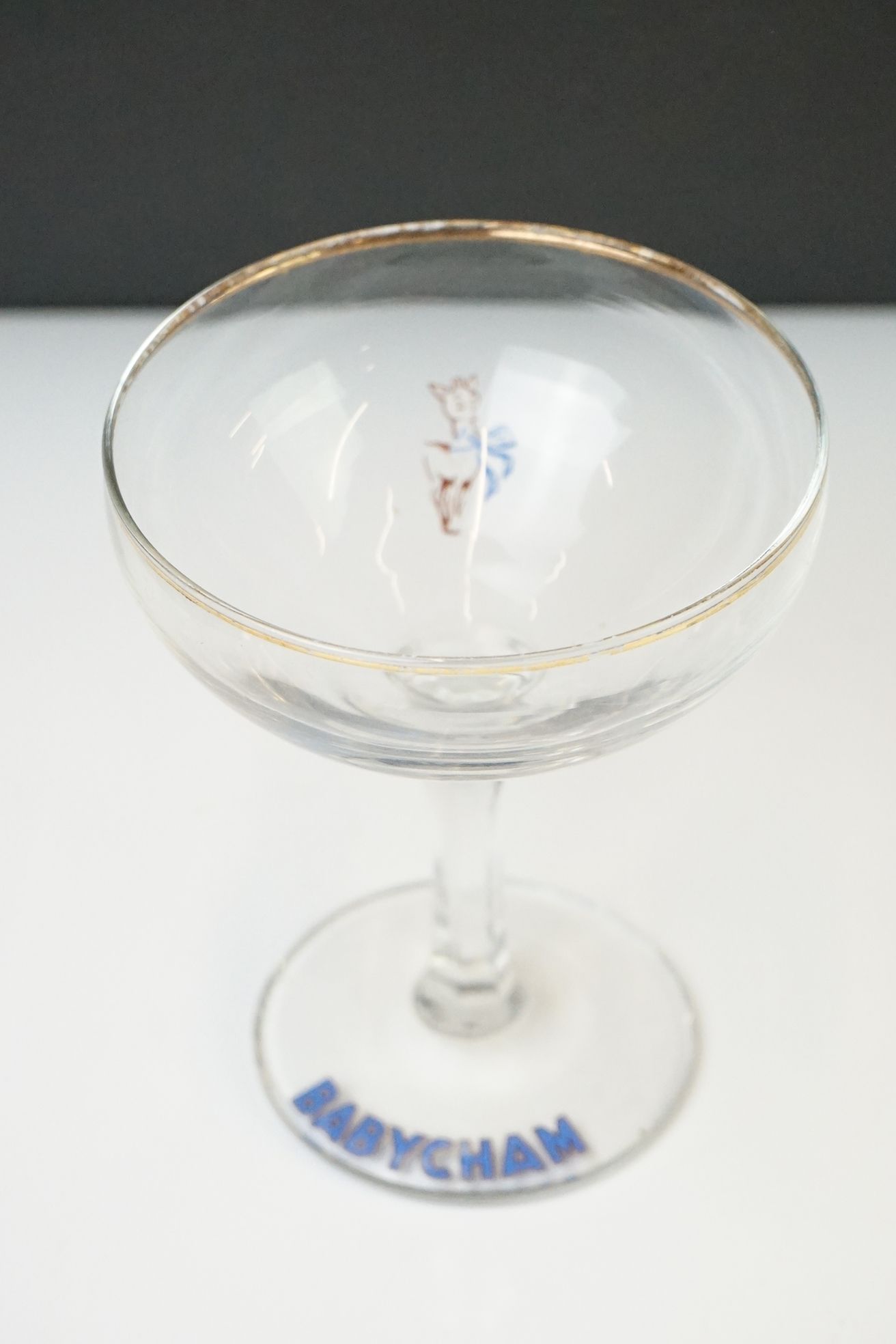 Set of Six Babycham glasses, 10.5cm high, together with two plastic Babycham advertising figures ( - Image 3 of 14