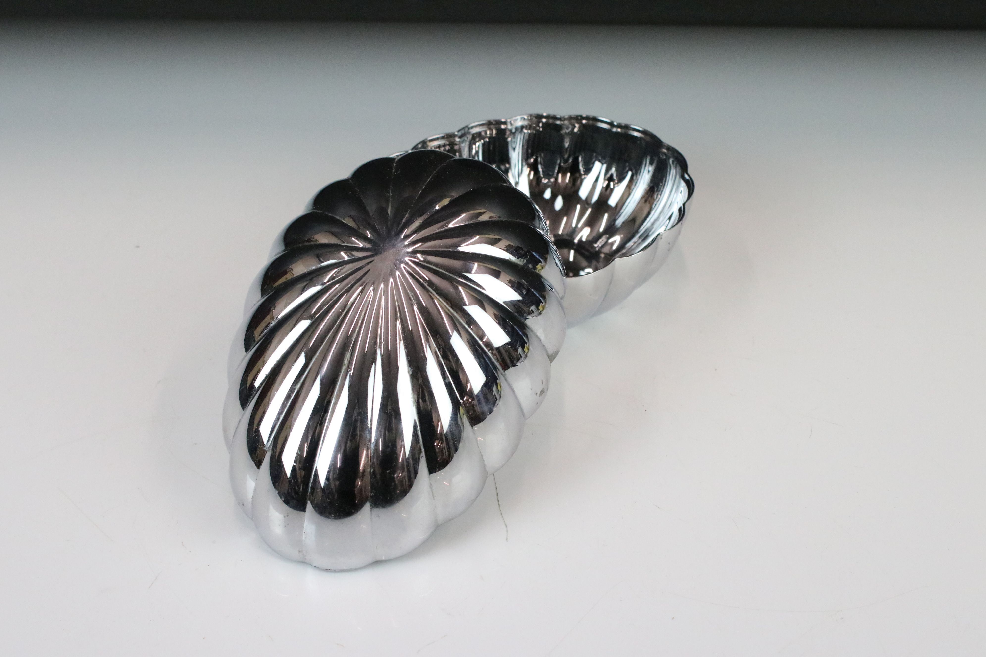 Georg Jensen silver plated egg shaped bonbonniere, of lobed form, measures 16cm long - Image 3 of 5