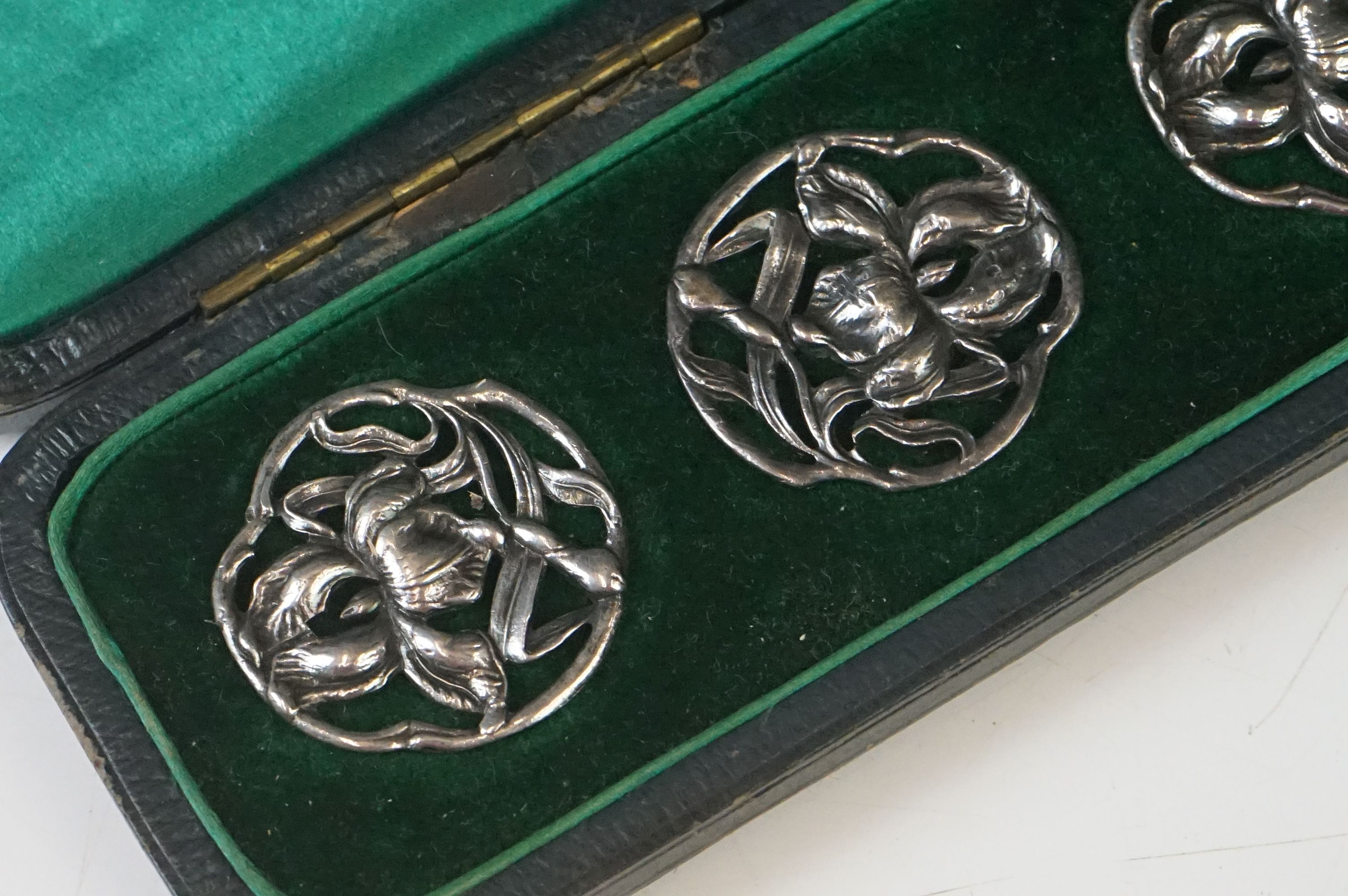 A cased set of six fully hallmarked sterling silver buttons, maker marked for James Deakin & Sons ( - Image 2 of 10