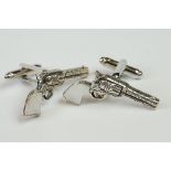 Pair of Silver Gun / Pistol Cufflinks