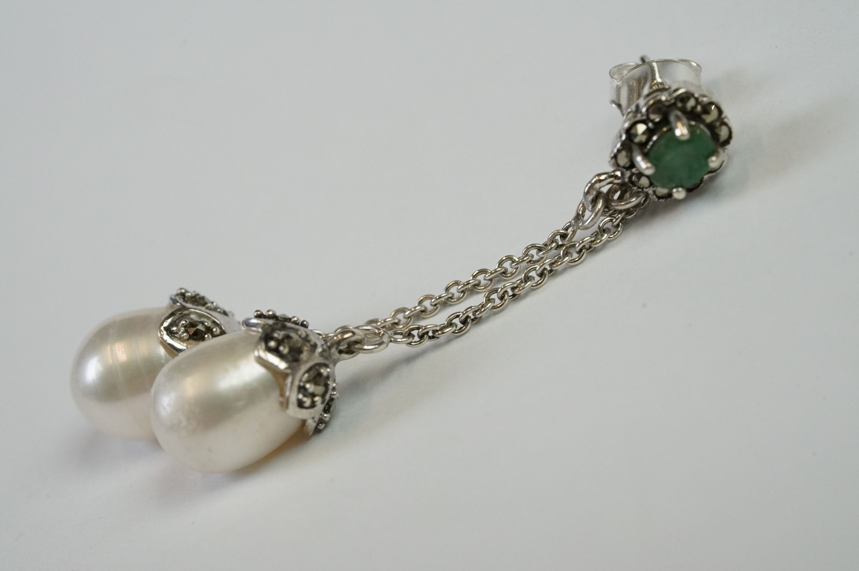 Pair of Silver and Freshwater Pearl Drop Earrings, cased - Image 3 of 12
