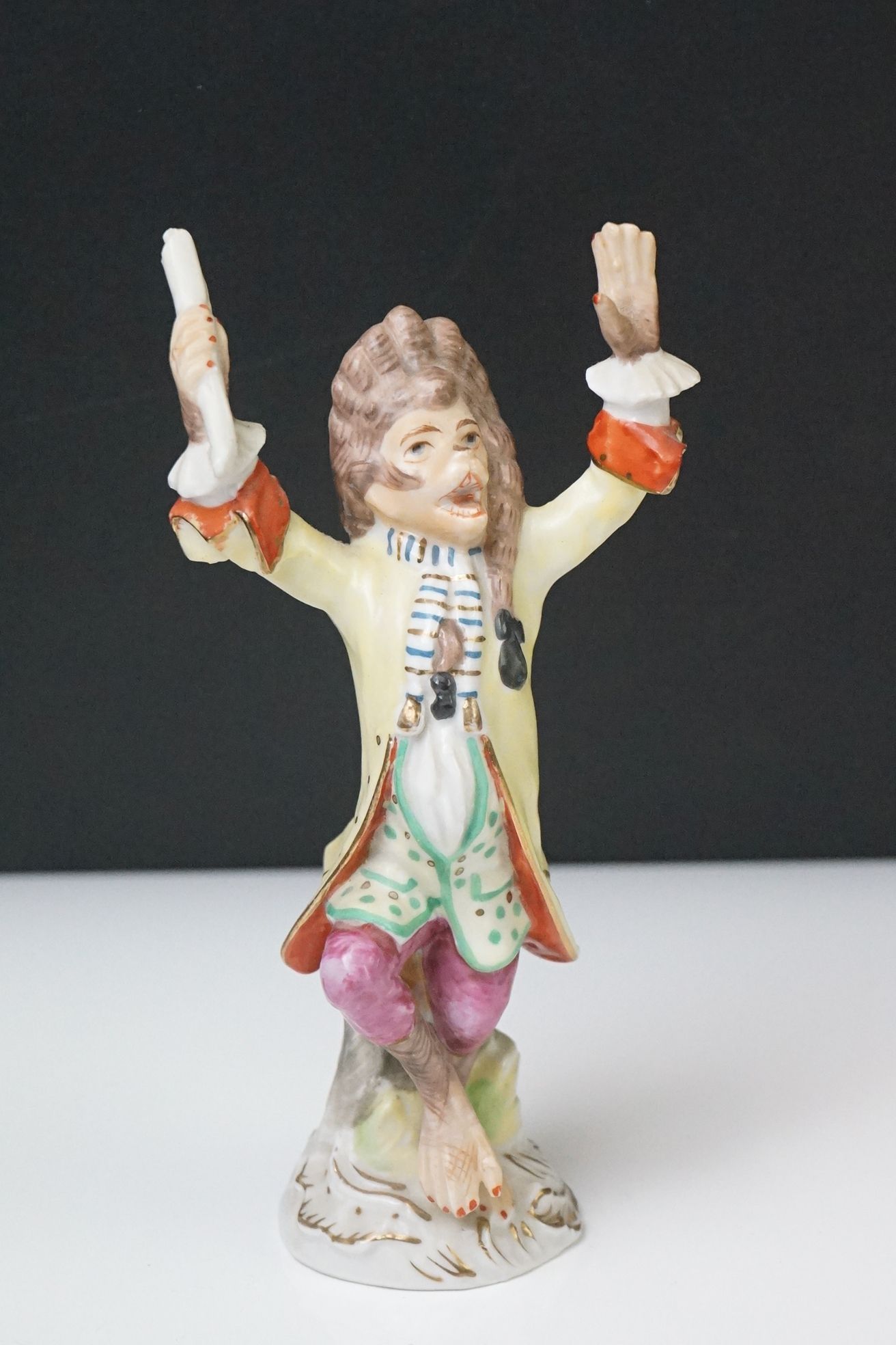 20th Century Sitzendorf Seven Piece Porcelain Monkey band, consisting of a conductor and six - Image 20 of 23