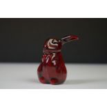 A Royal Doulton Flambe one eared rabbit ceramic figure, stands approx 6cm in height.
