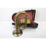 Brass three valve ' Superior Class ' Euphonium by Hawkes and Son, Denman Street, London, numbered