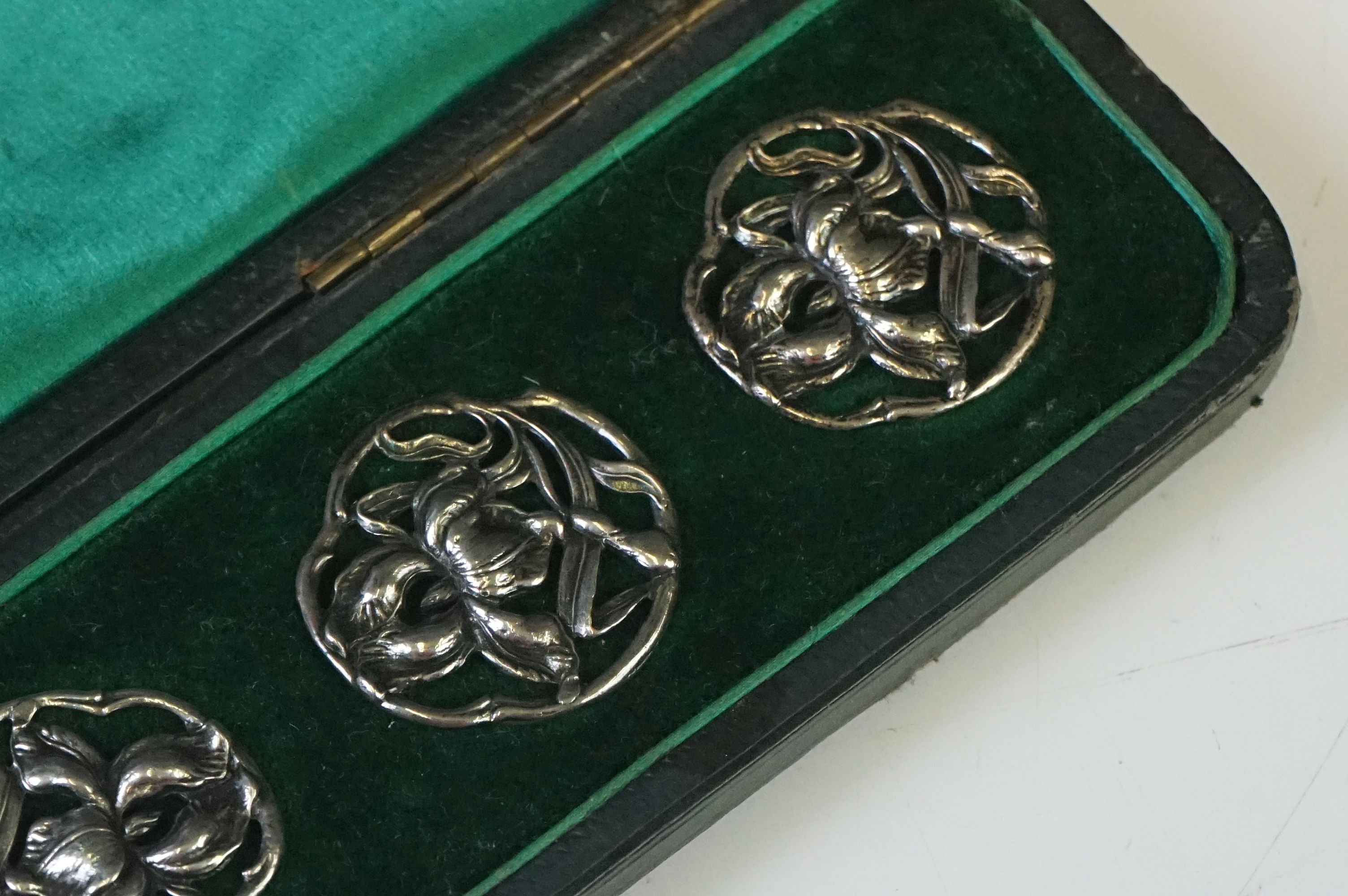 A cased set of six fully hallmarked sterling silver buttons, maker marked for James Deakin & Sons ( - Image 4 of 10