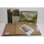 Collection of Unframed Watercolours, Prints and Pictures