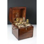 George III Mahogany Decanter Box, the hinged lid opening to a fitted interior holding four gilt