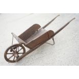 Traditional Wooden Wheelbarrow with through jointed frame, wooden spoke wheel with iron rim and