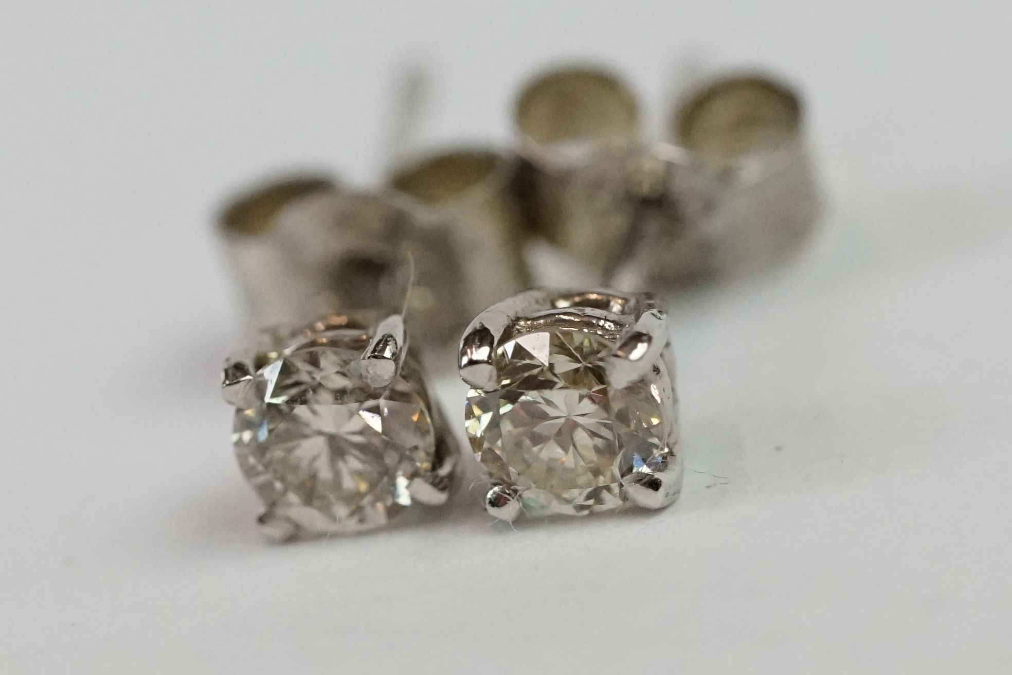 Pair of 14ct White Gold Diamond Stud Earrings of 30 points approx. total - Image 7 of 10