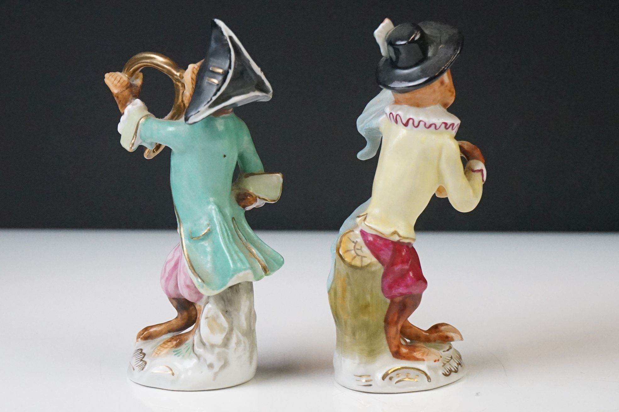 20th Century Sitzendorf Seven Piece Porcelain Monkey band, consisting of a conductor and six - Image 14 of 23