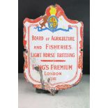 Early 20th century Crest Shaped Enamel Sign ' Board of Agricultural and Fisheries Light Horse