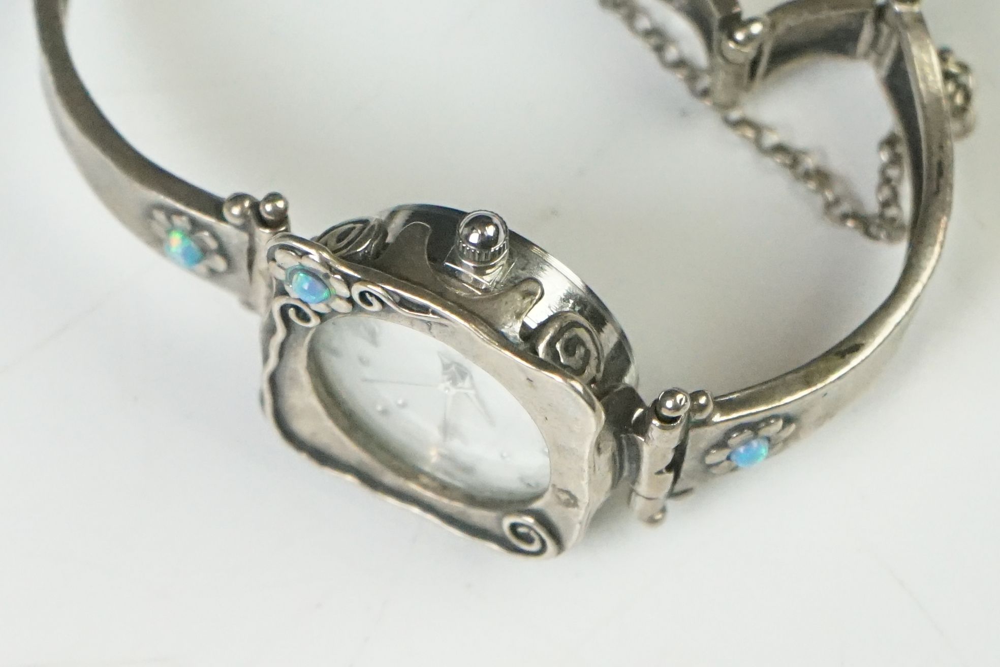 Art Deco Ladies Silver and Opal Watch - Image 4 of 9