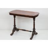 Victorian Quarter-veneered Burr Walnut Side Table, rectangular with rounded ends, raised on twin