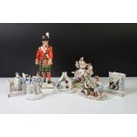Five 19th Century porcelain figures to include a Staffordshire Welch Taylor's Wife figure (13cm