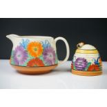 Clarice Cliff for Newport Pottery ' Gayday ' pattern crown jug, 11cm high, together with a Clarice