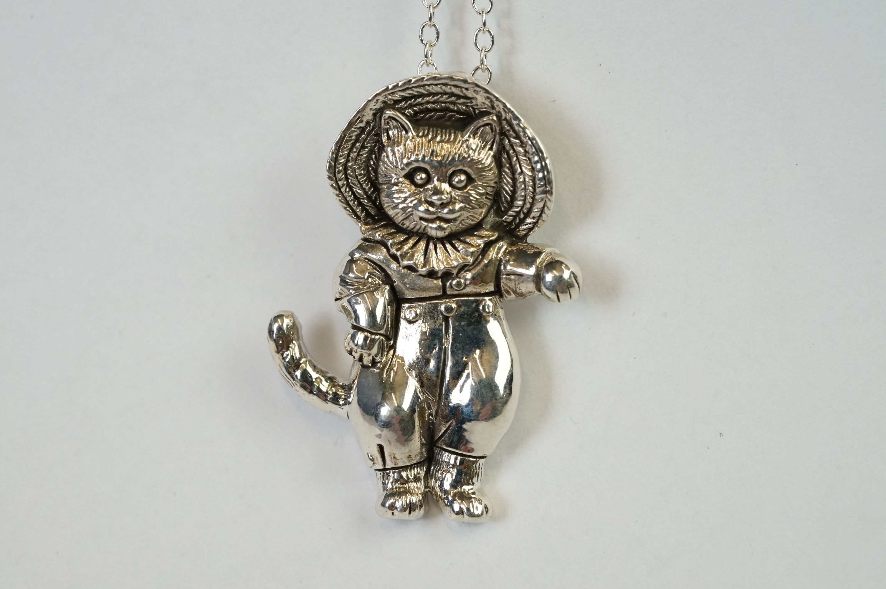 Silver Cat Pendant Necklace in the form of Tom Kitten