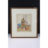 John Hassall (1868-1948) Early 20th century Framed Print of a Monkey Sultan, circa 1907