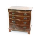 20th century Mahogany Serpentine Chest of Four Long Drawers in the George III manner, with brush