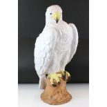 Large Ceramic Model of a White Eagle perched on a stump, measures approx 72cm high