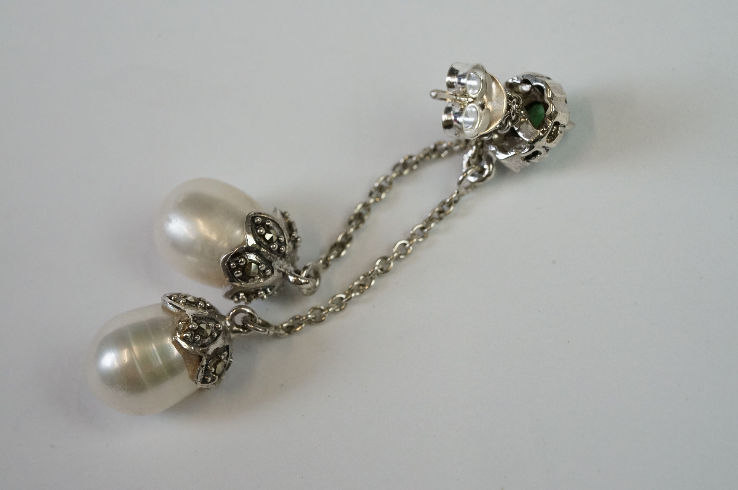 Pair of Silver and Freshwater Pearl Drop Earrings, cased - Image 6 of 12