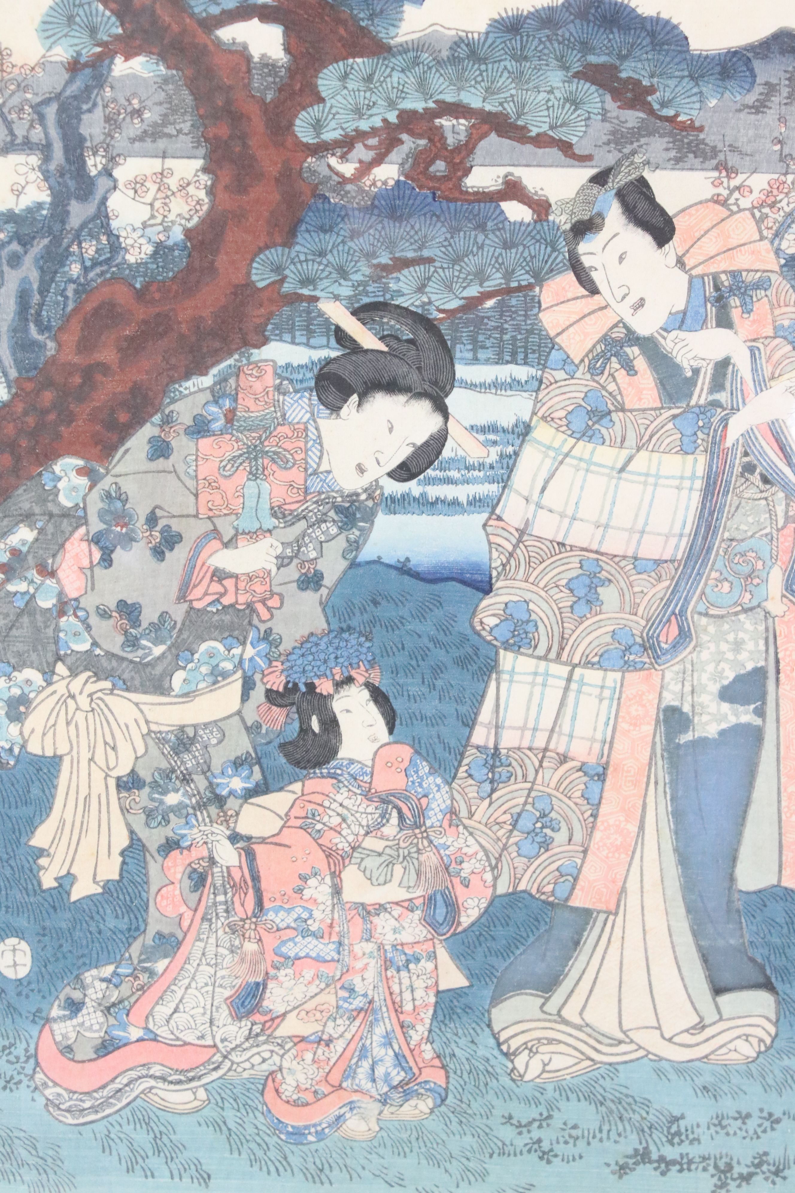 Japanese Woodcut Print by Kunisada (1785-1864) signed Toyokuni and published by Yamasho, 37cm x - Image 3 of 9